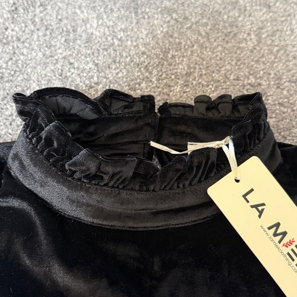 LA MIEL Elegant Black Velvet Blouse - Picture 4 of 6